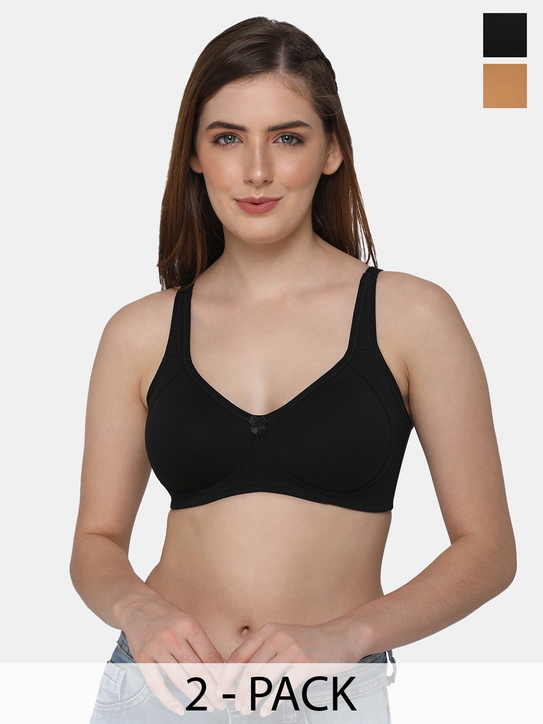 

intimacy LINGERIE Pack of 2 Full Coverage Cotton Everyday Bra With All Day Comfort, Black