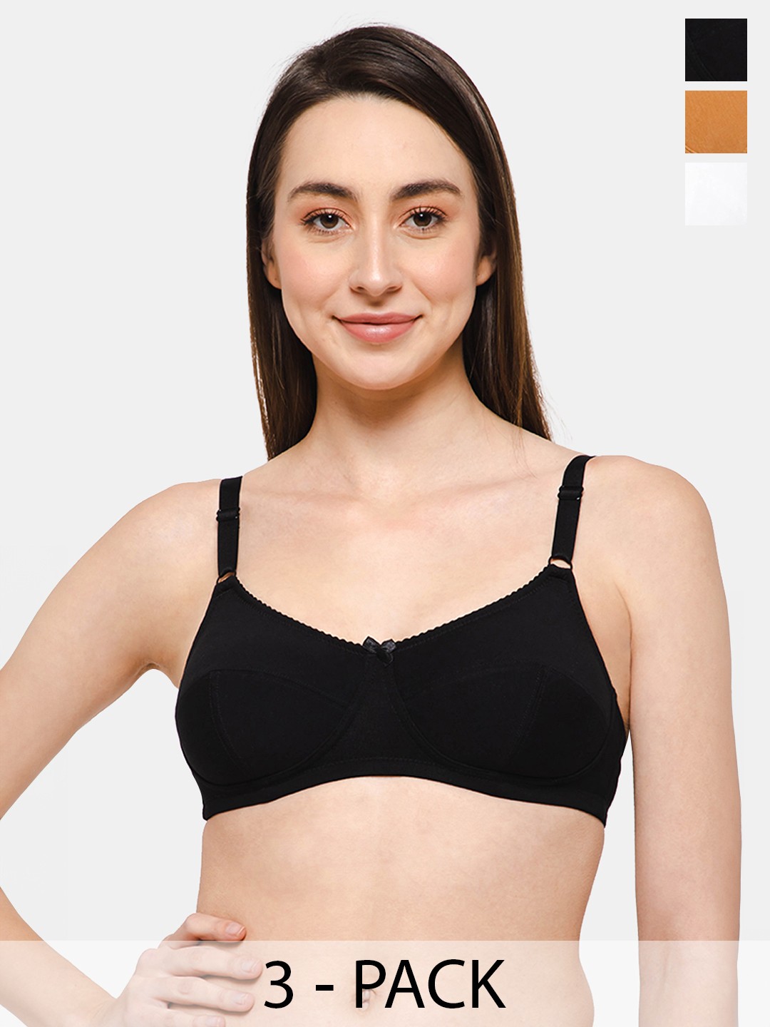 

intimacy LINGERIE Pack Of 3 Medium Coverage Cotton Non-Wired Bra All Day Comfort, White