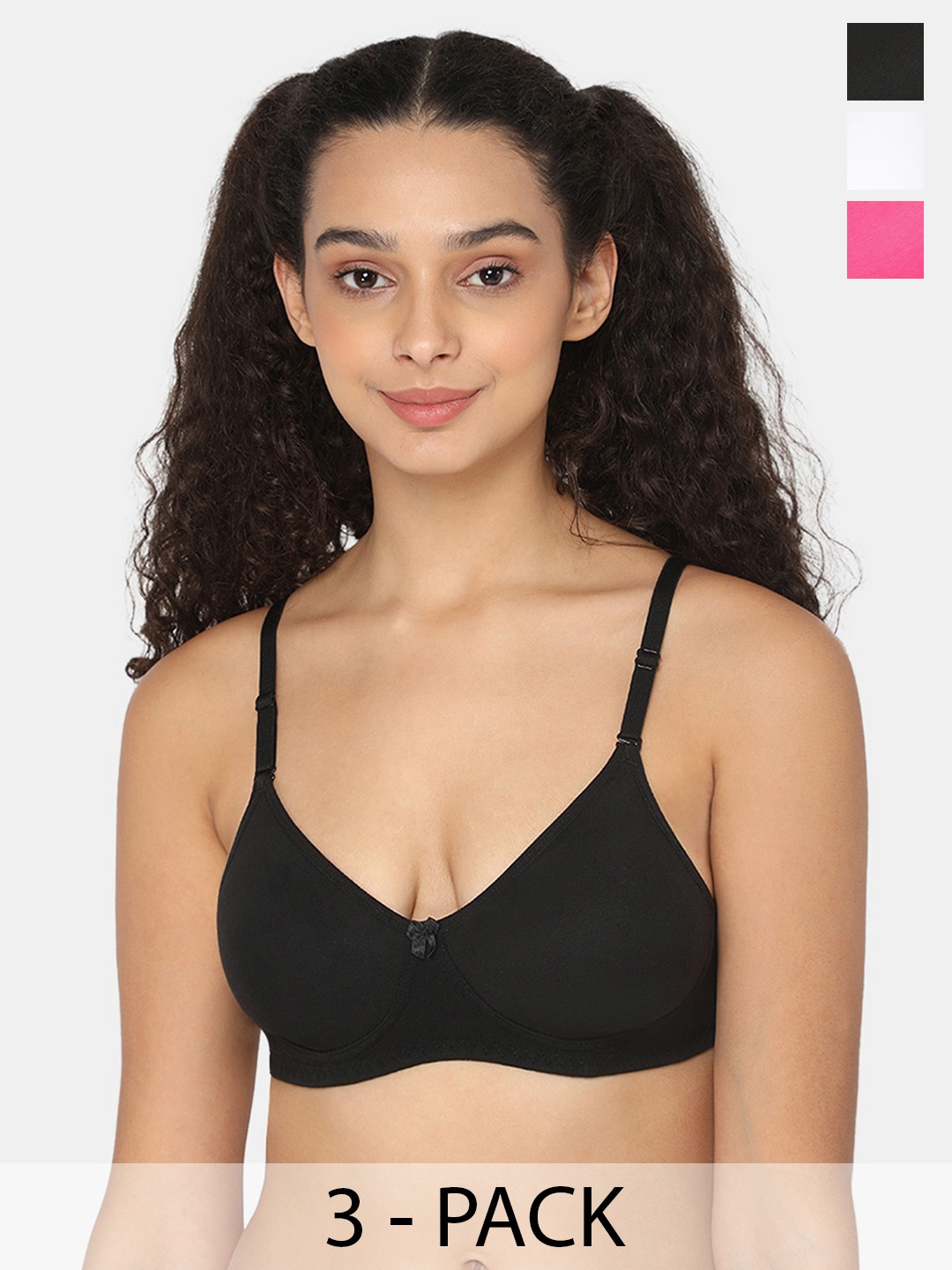 

intimacy LINGERIE Pack Of 3 Cotton Full Coverage Cotton Bra All Day Comfort, Black