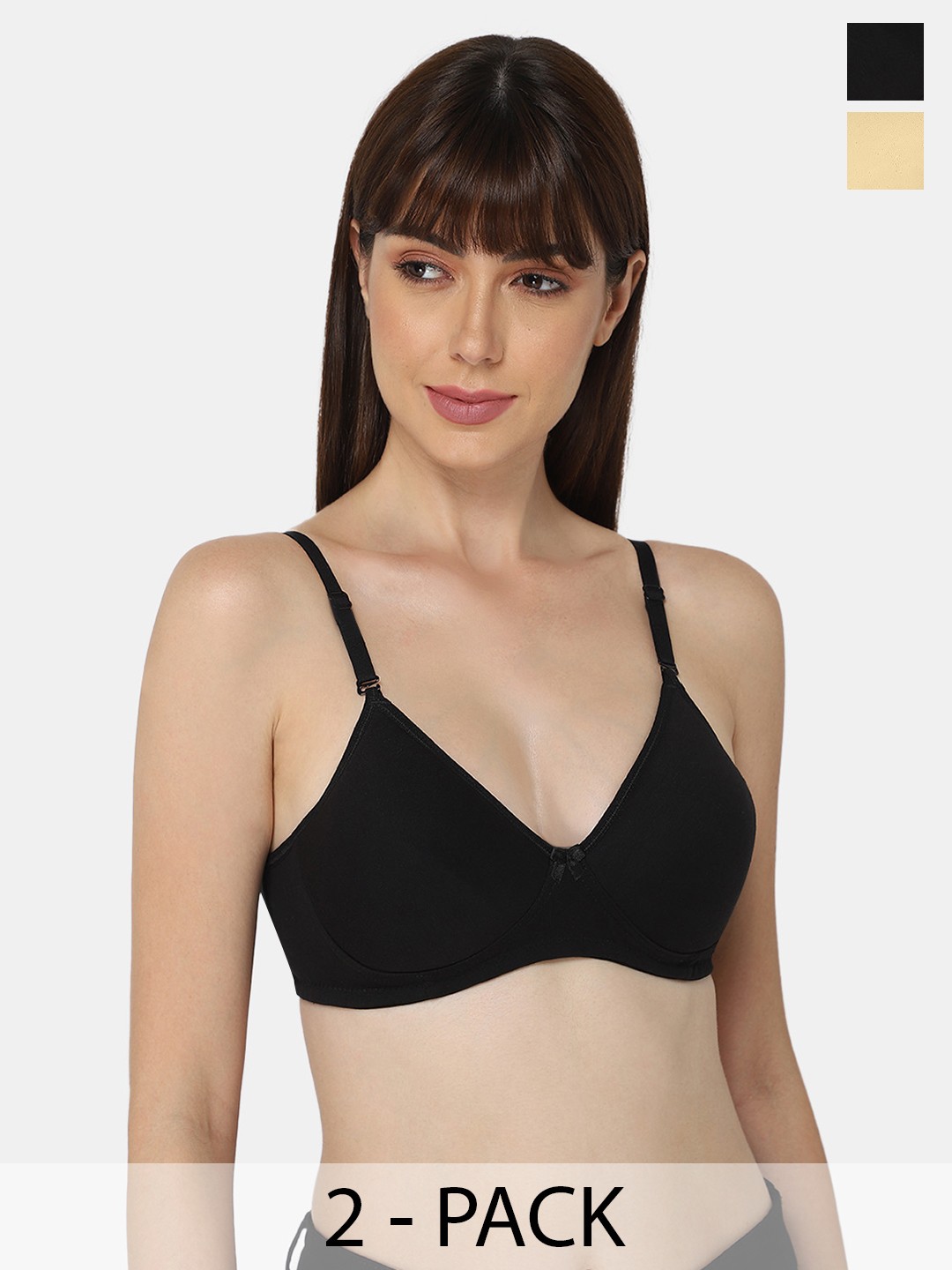 

intimacy LINGERIE Pack of 2 Lightly Padded Cotton Everyday Bra With All Day Comfort, Black