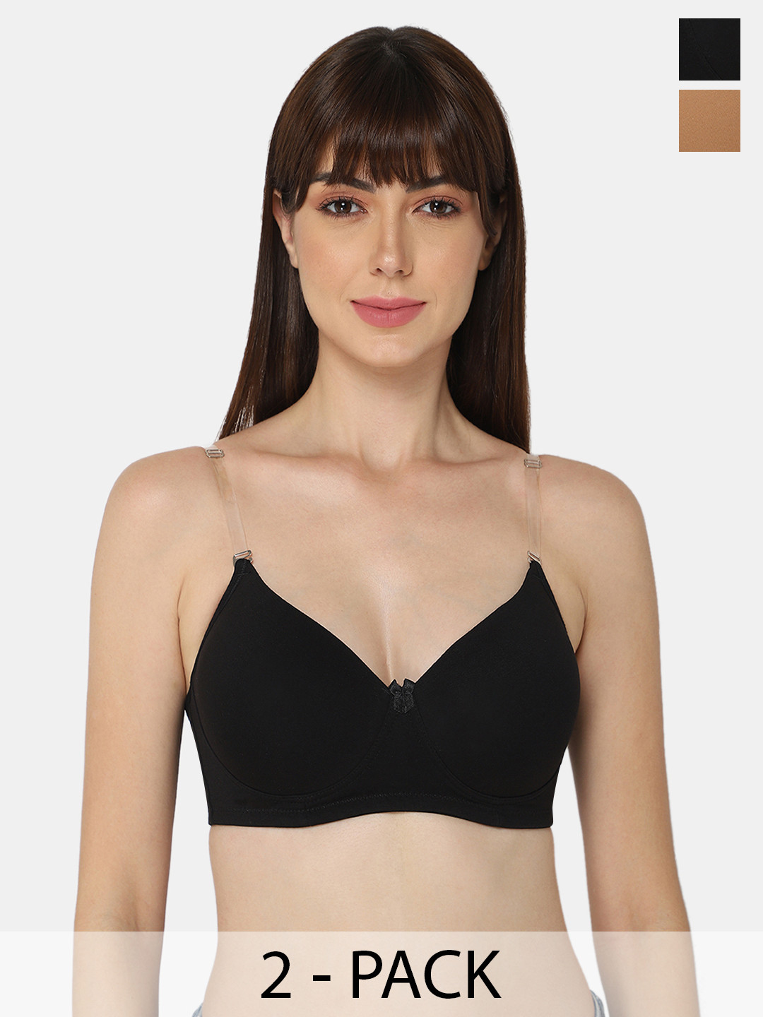 

intimacy LINGERIE Pack of 2 Heavily Padded Cotton T-shirt Bra With All Day Comfort, Black