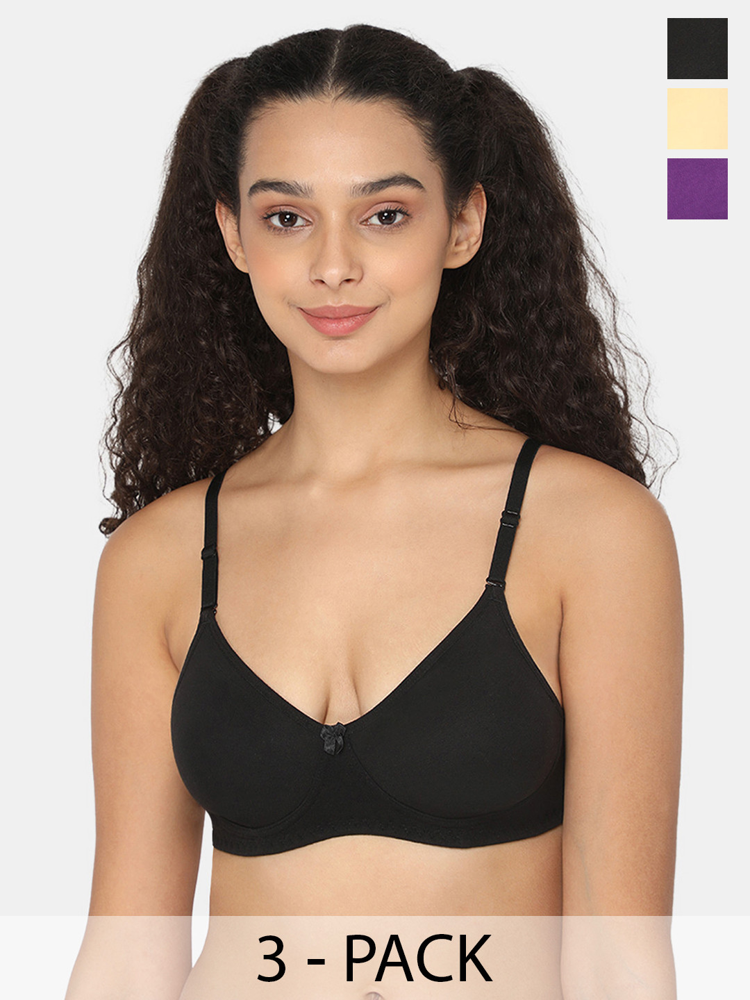 

intimacy LINGERIE Pack Of 3 Cotton Full Coverage Bra All Day Comfort, Purple