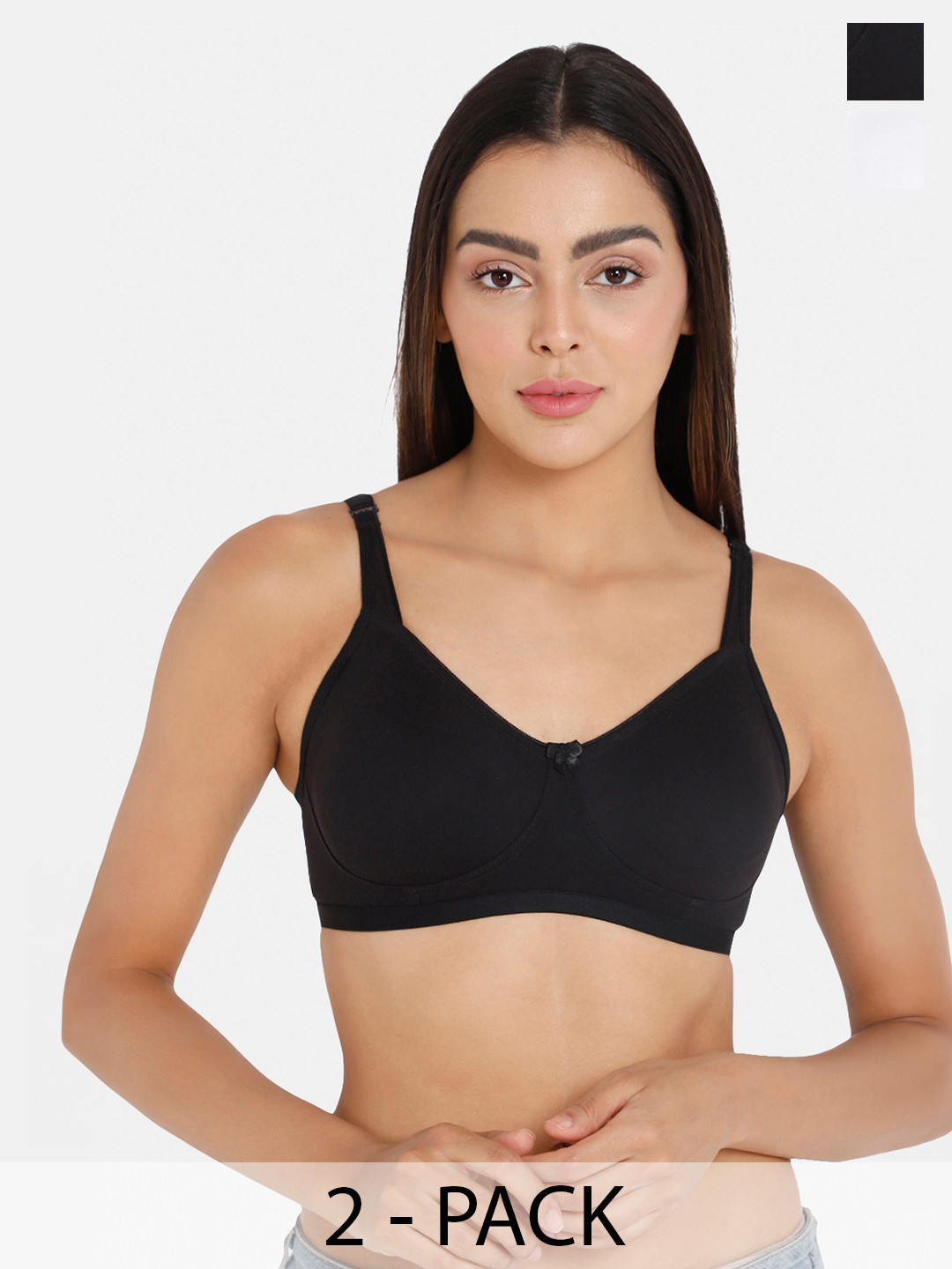 

intimacy LINGERIE Pack of 2 Medium Coverage Cotton Everyday Bra With All Day Comfort, Black