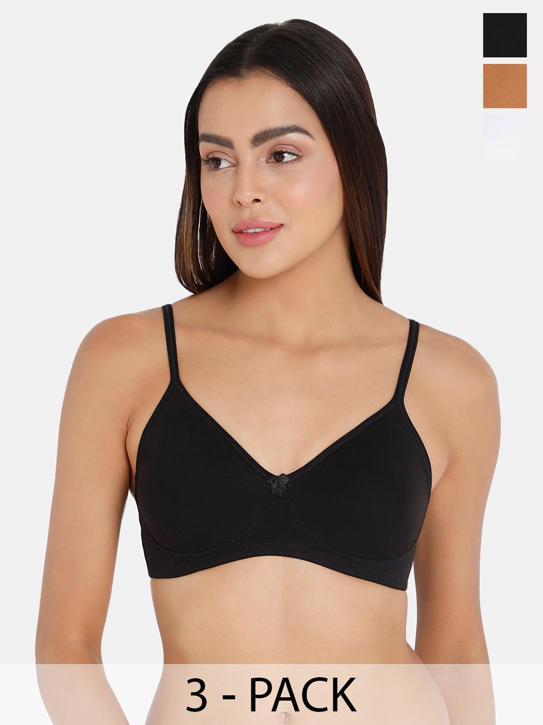 

intimacy LINGERIE Pack Of 3 Non Padded Cotton Everyday Bra- All Day Comfort, Black