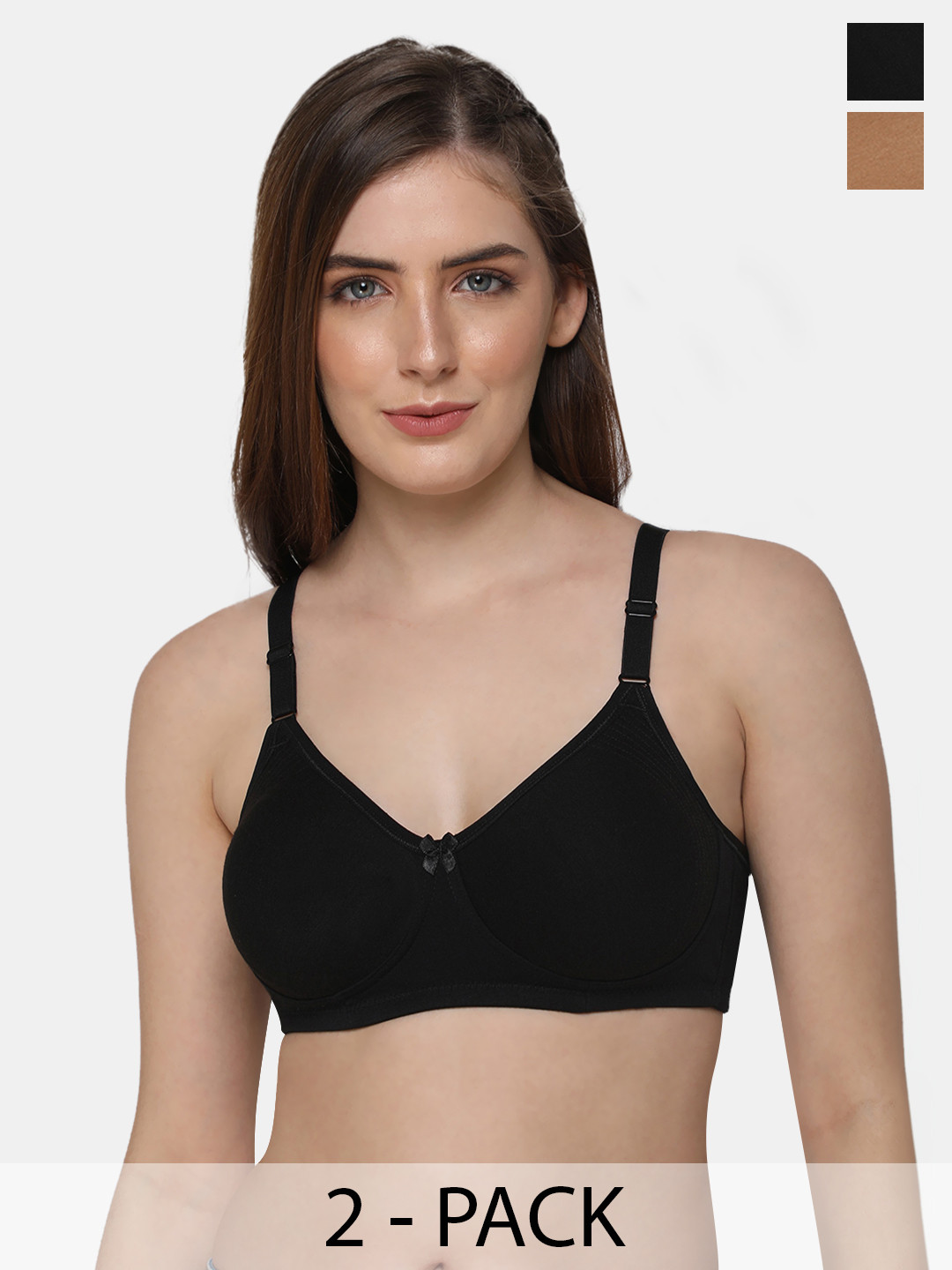 

intimacy LINGERIE Pack Of 2 Full Coverage Cotton Lightly Padded Bra All Day Comfort, Black