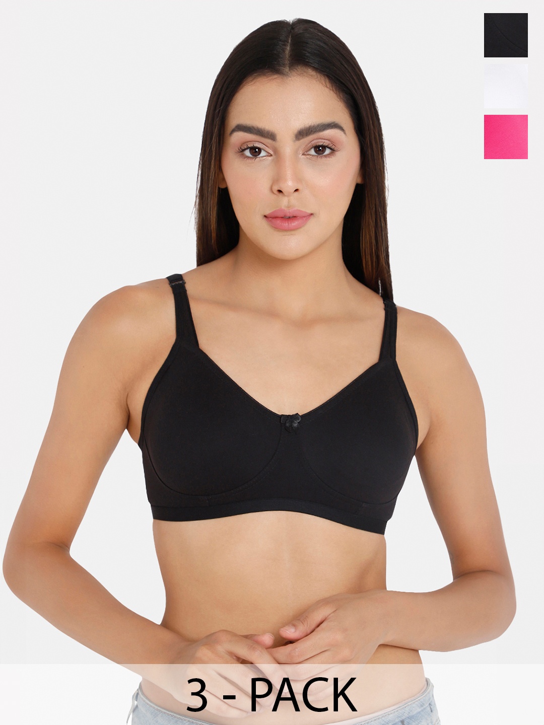 

intimacy LINGERIE Pack Of 3 Non Padded Cotton Everyday Bra- All Day Comfort, Black