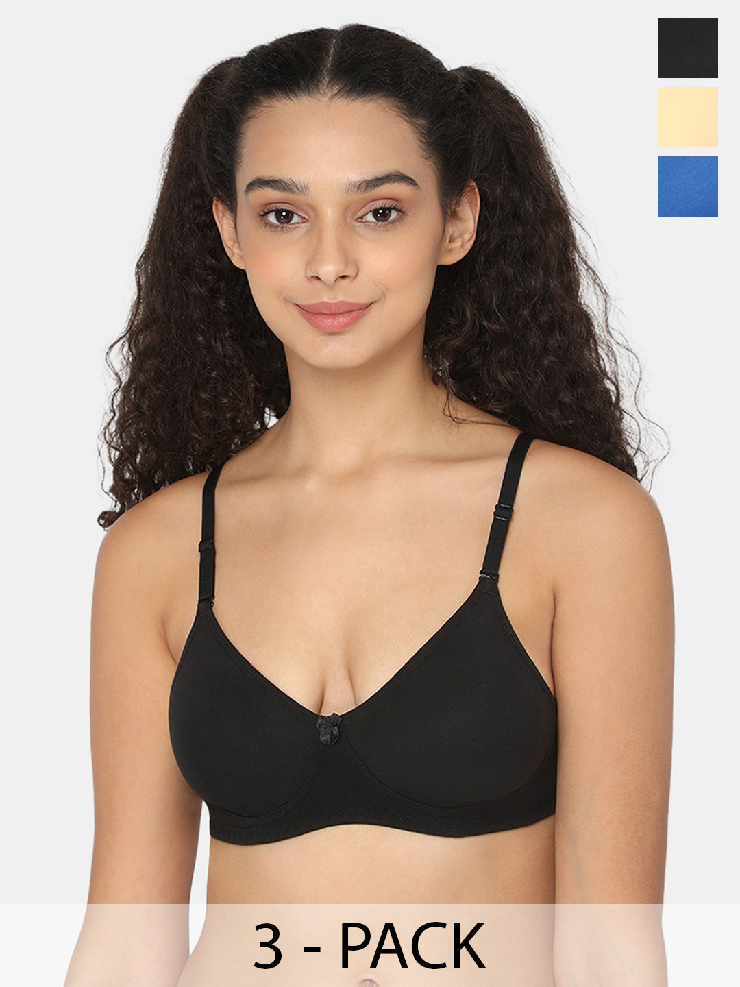

intimacy LINGERIE Pack Of 3 Non Padded Cotton Everyday Bra- All Day Comfort, Black