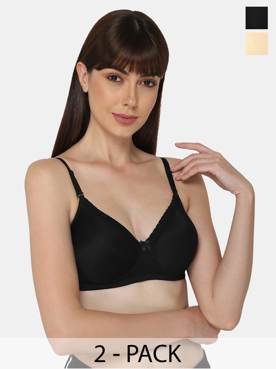 

intimacy LINGERIE Pack of 2 Lightly Padded Cotton Everyday Bra With All Day Comfort, Black