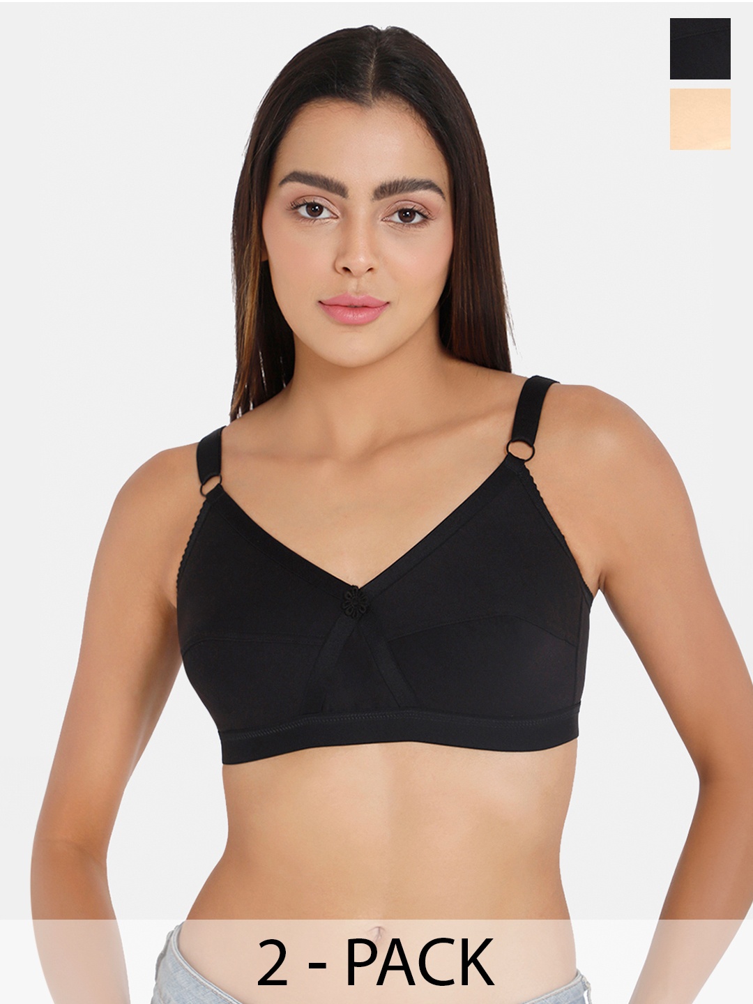 

intimacy LINGERIE Pack Of 2 Full Coverage Cotton Bra All Day Comfort, Black
