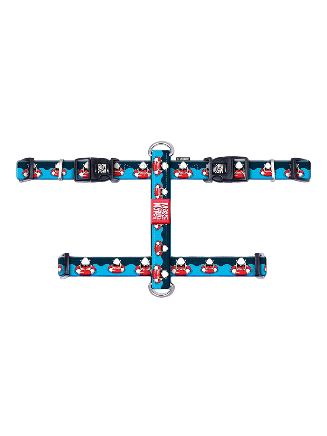 

Max & Molly Blue & Red Shark Printed Training Pet H-Harness