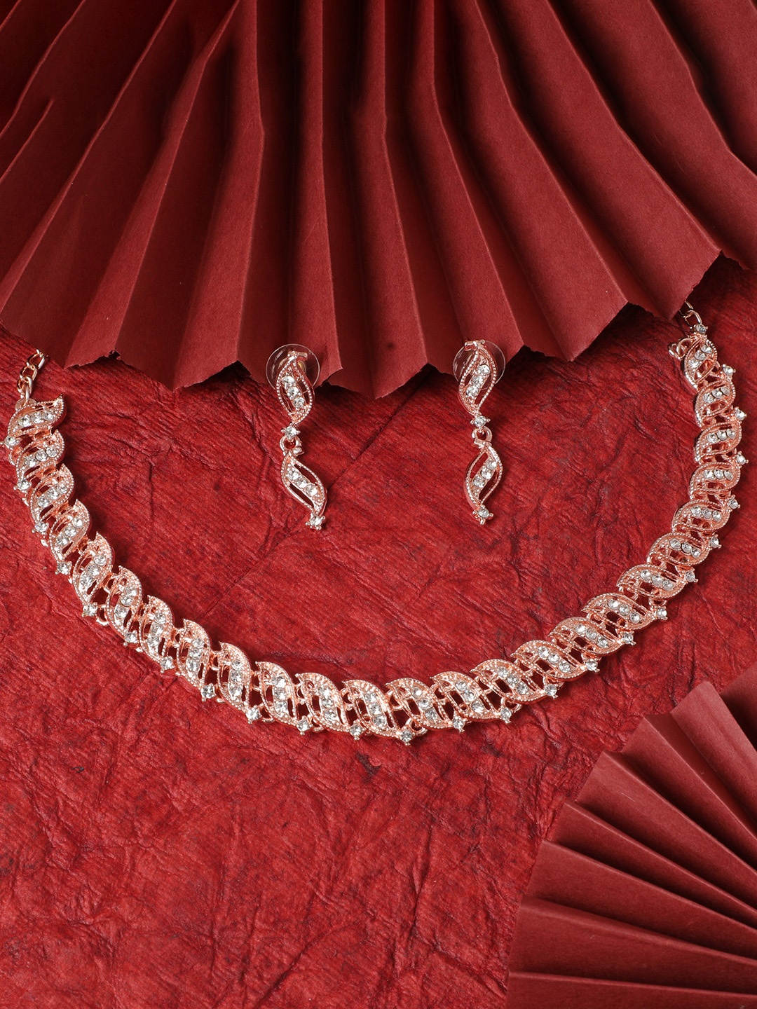 

Kord Store Rose Gold-Plated AD Studded Jewellery Set