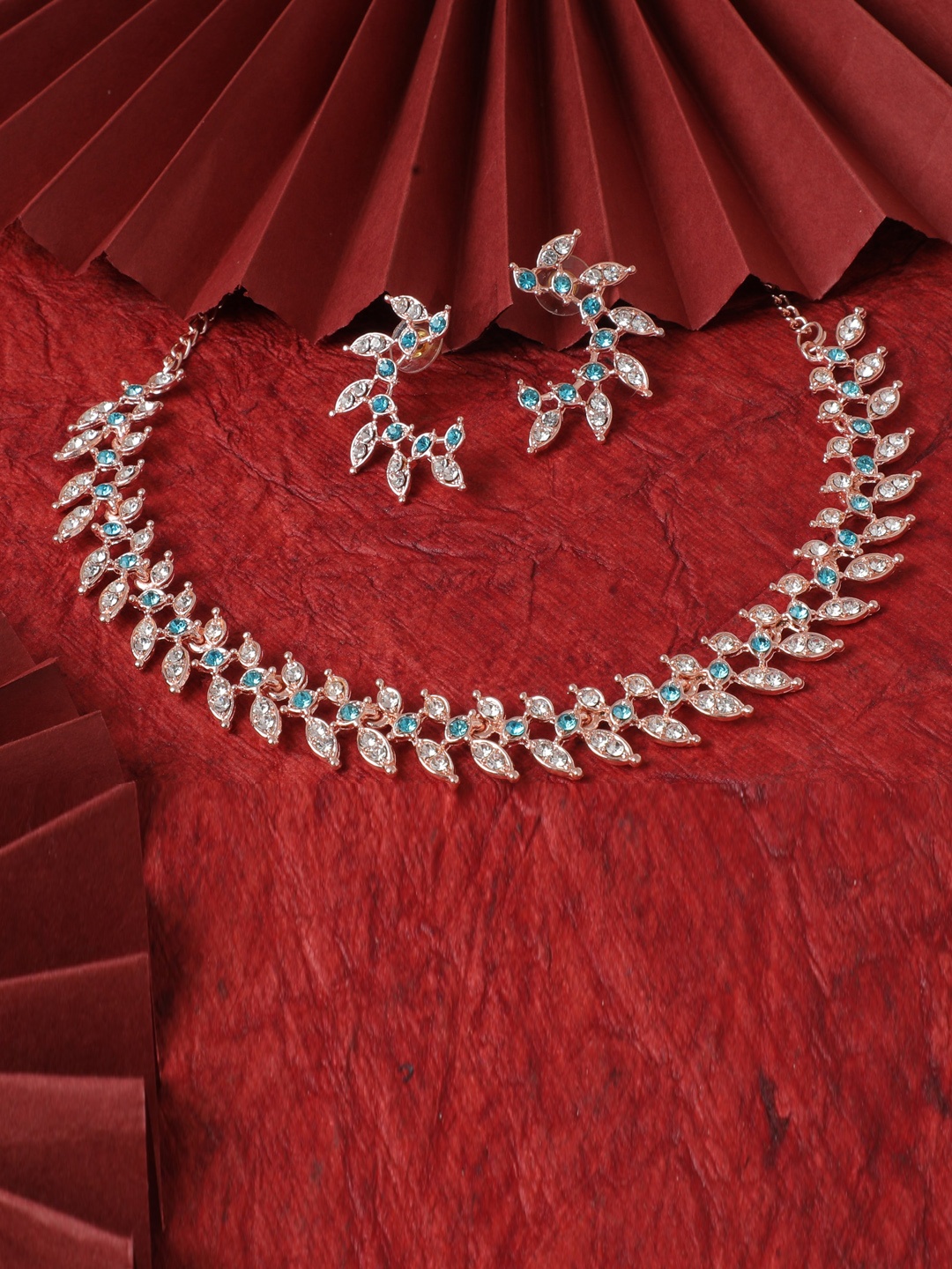

Kord Store Rose Gold-Plated AD Studded Jewellery Set