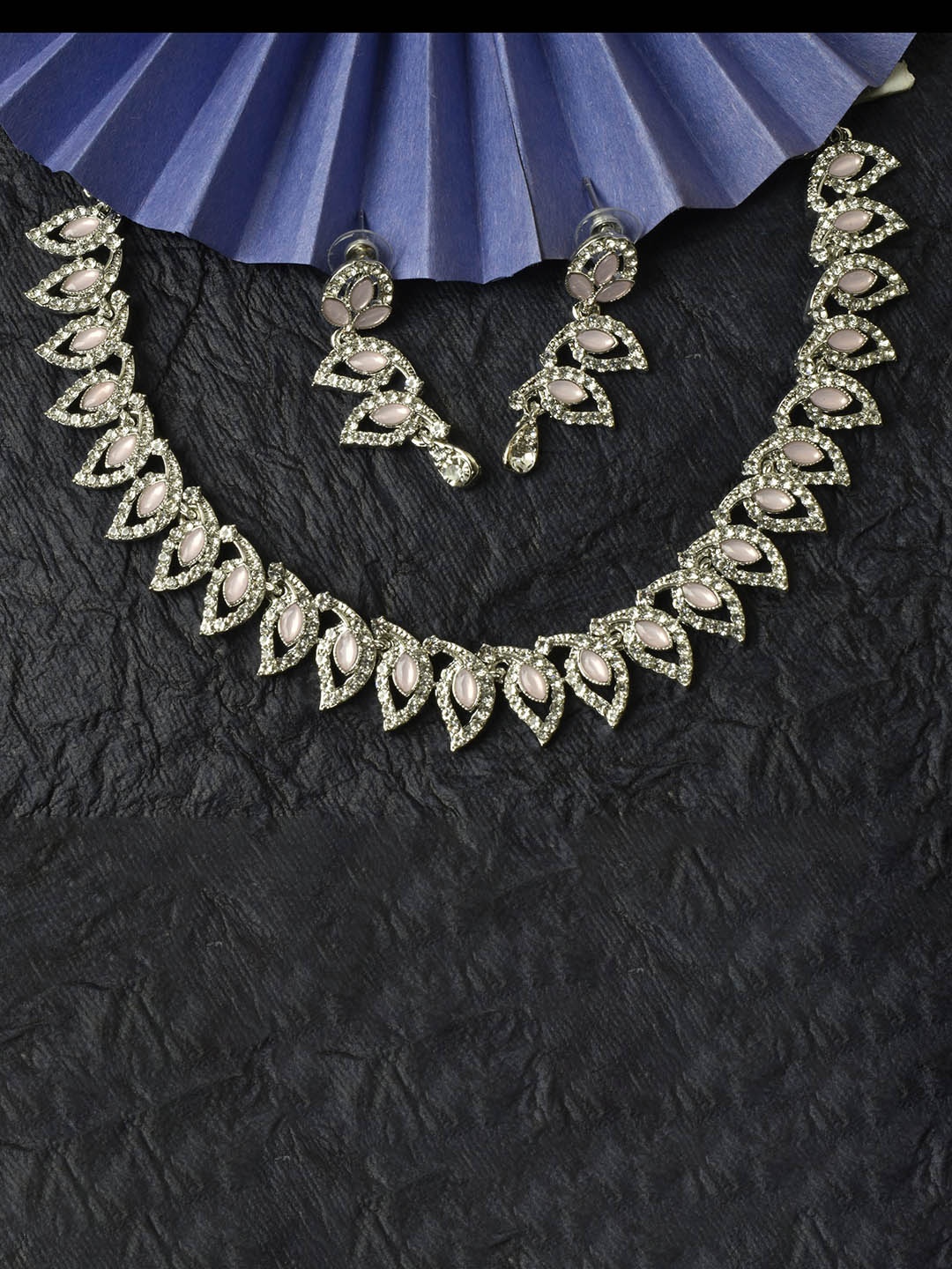 

Kord Store Rhodium-Plated AD Studded Jewellery Set, Silver