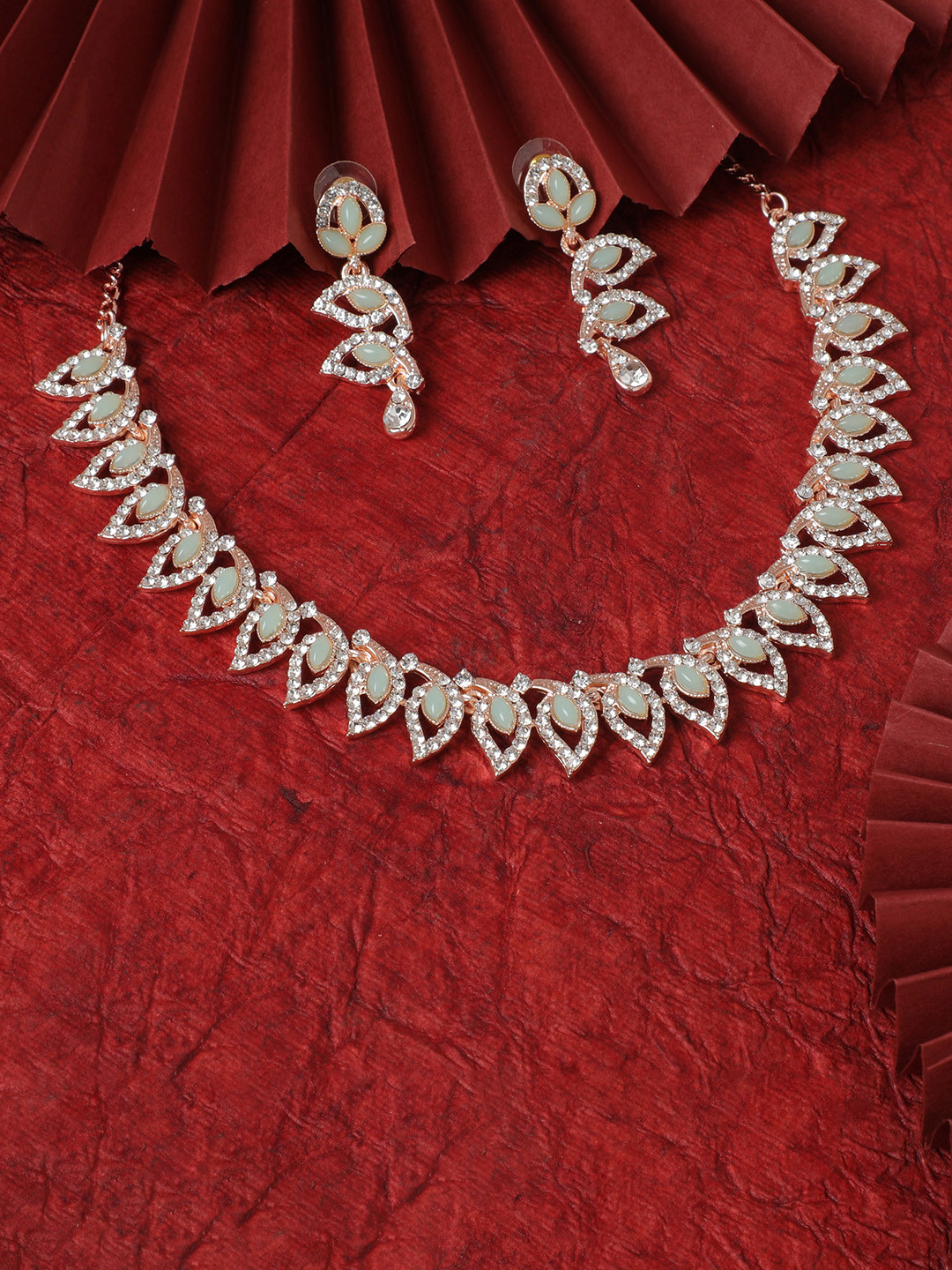 

Kord Store Rose Gold-Plated AD Studded Jewellery Set