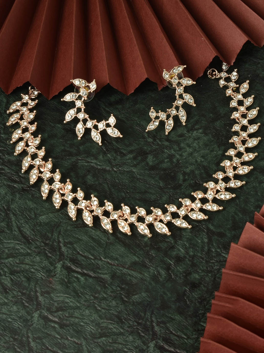 

Kord Store Rose Gold-Plated AD Studded Jewellery Set