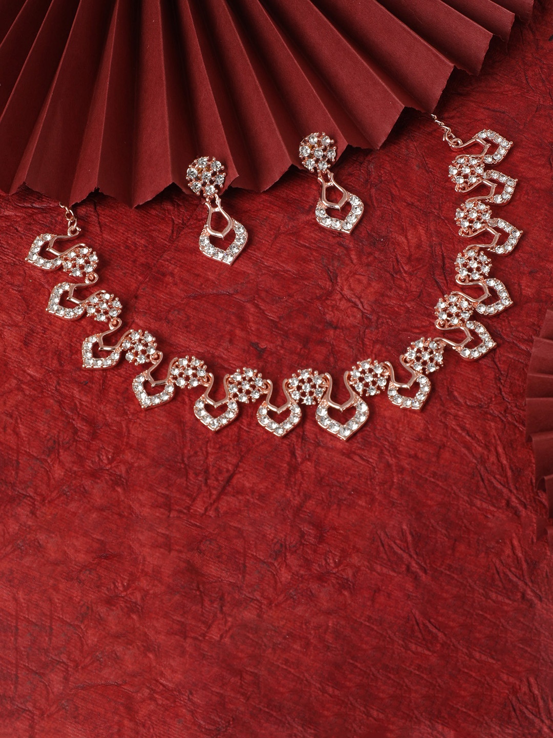 

Kord Store Rose Gold Plated American Diamond Jewellery Set