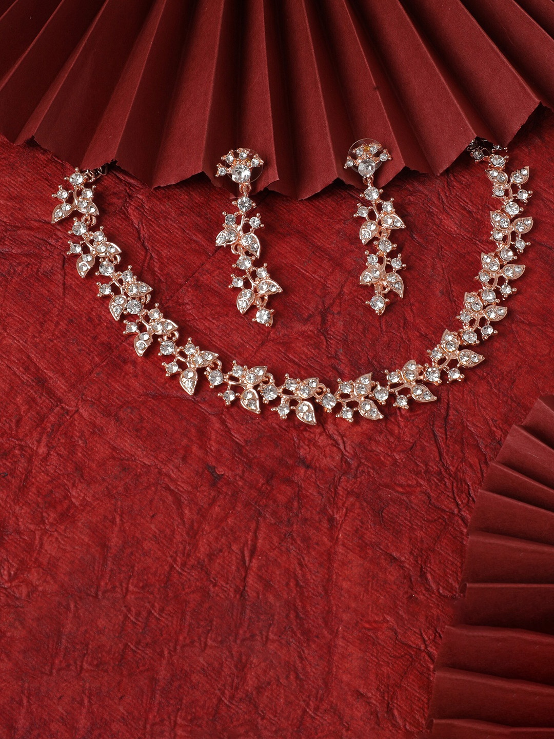 Kord Store Rose Gold Plated & AD Studded Jewellery Set