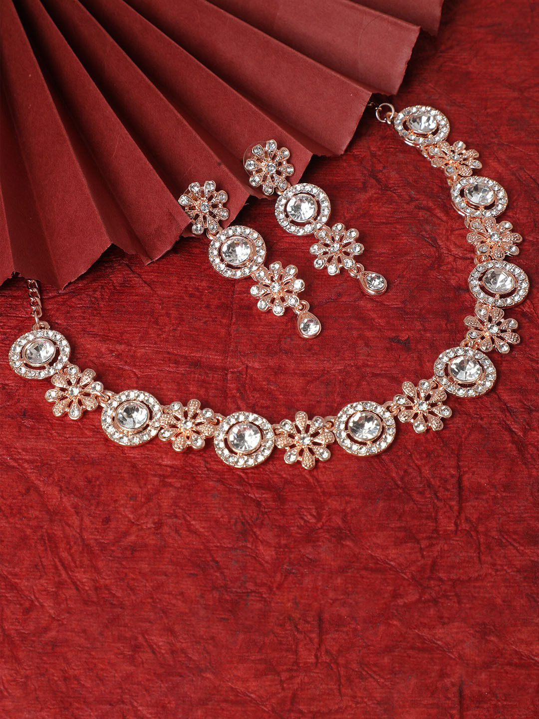 

Kord Store Rose Gold Plated American Diamond Jewellery Set