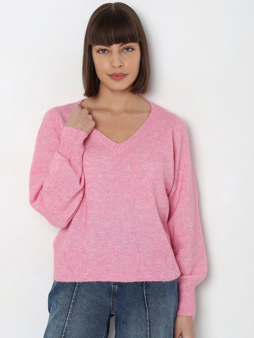 

Vero Moda V-Neck Long Sleeves Pullover, Pink