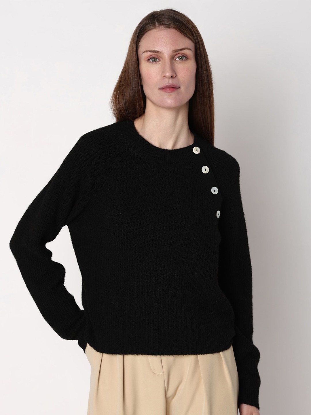 

Vero Moda Ribbed Long Sleeves Pullover, Black