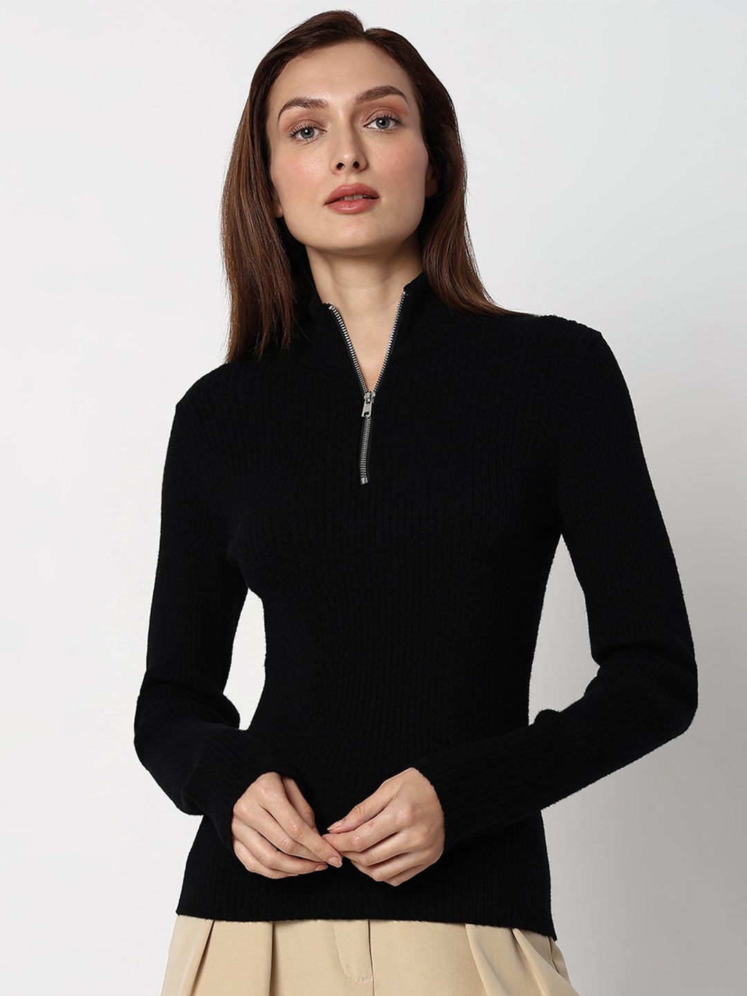 

Vero Moda High Neck Long Sleeves Pullover, Black