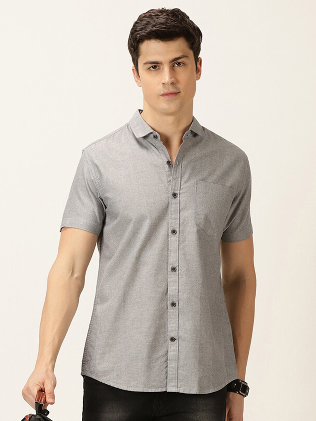 

Mast & Harbour Classic Slim Fit Oxford Pure Cotton Casual Shirt, Grey
