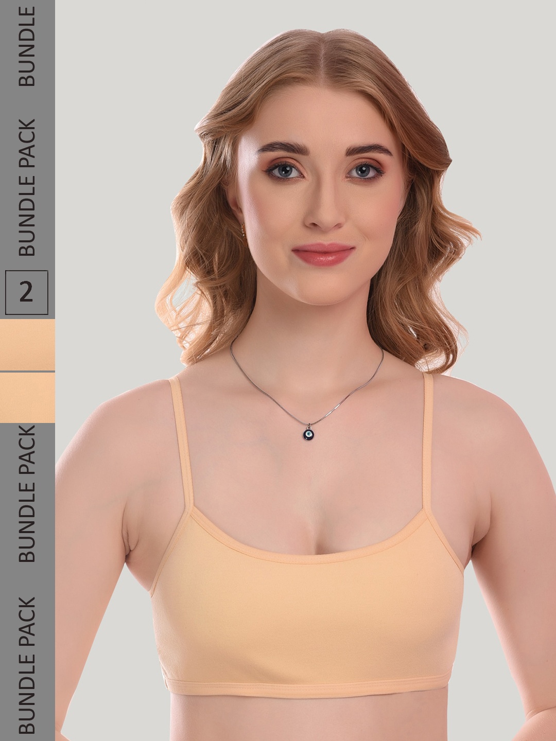 

SMARTERKIDS Pack Of 2 Full Coverage Non Padded Dry Fit Workout Bra With All Day Comfort, Beige