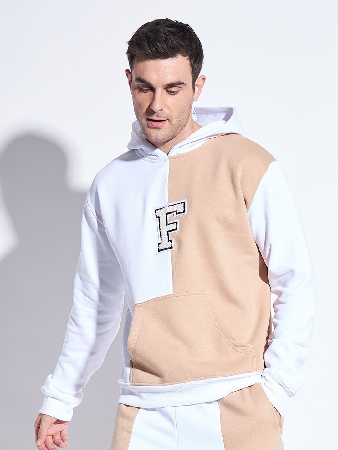 

FUGAZEE Colourblocked Hooded Cotton Pullover, White