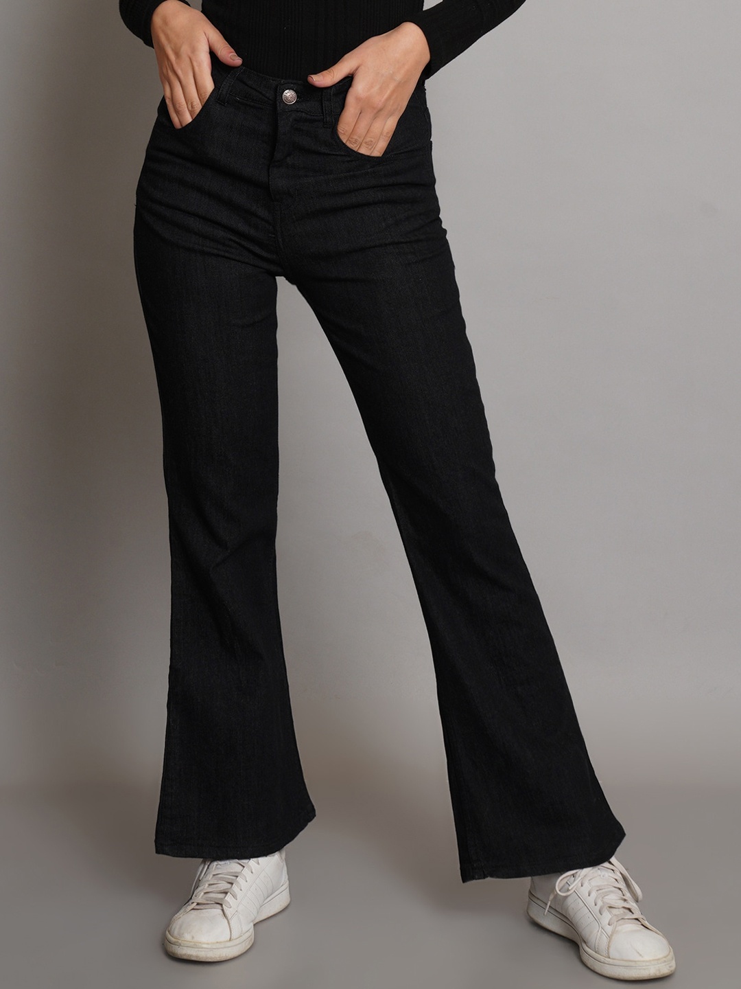 

Kotty Women Clean Look Bootcut Fit High-Rise Stretchable Jeans, Black