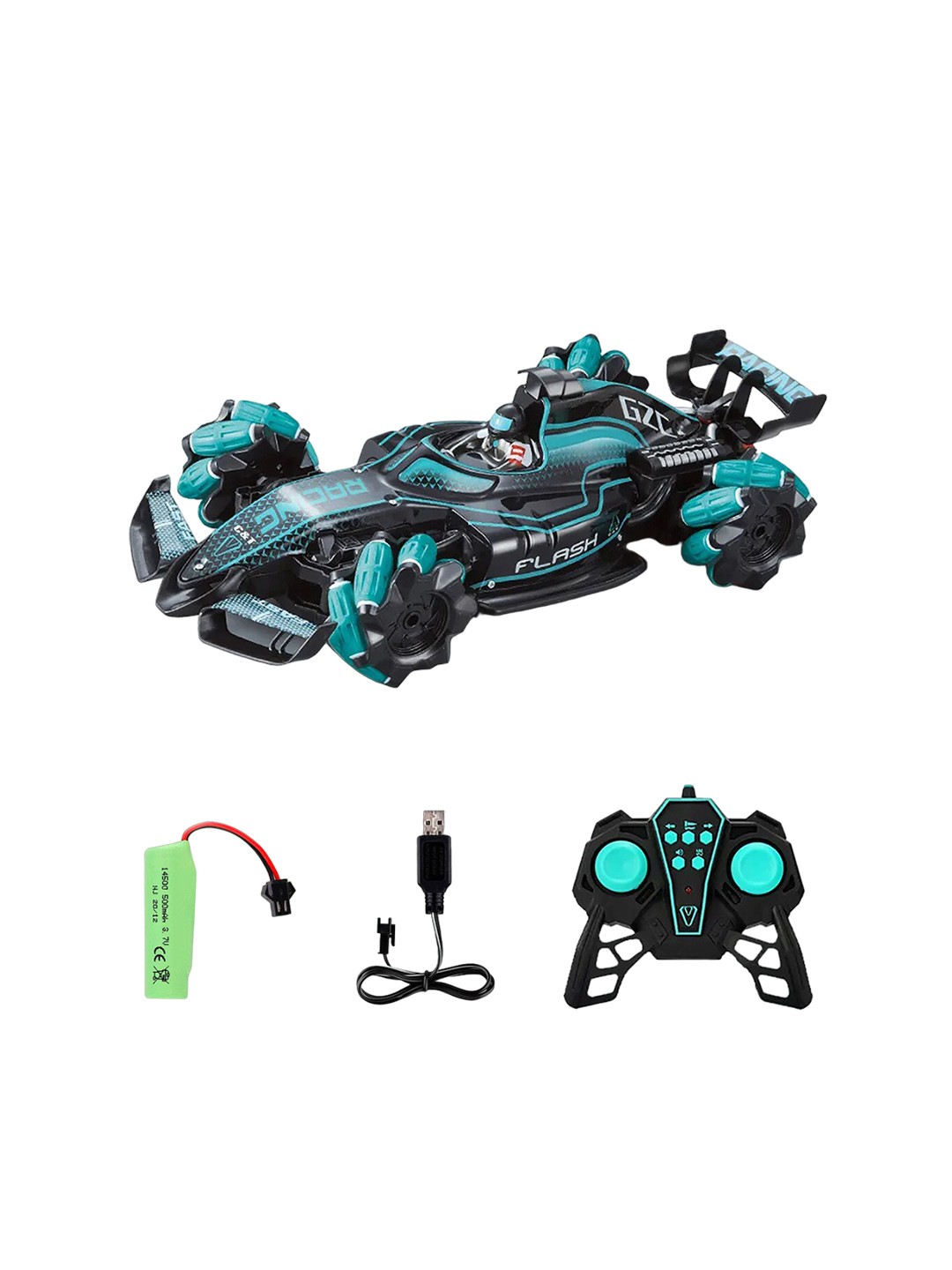 

WEMBLEY Kids 360 Rotation Remote Control Smoke Car With LED Lights, Blue