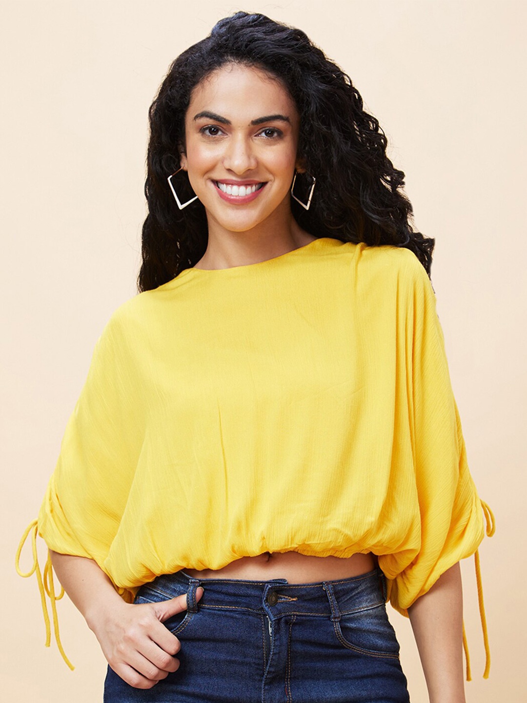 

Globus Extended Sleeves Blouson Top, Yellow