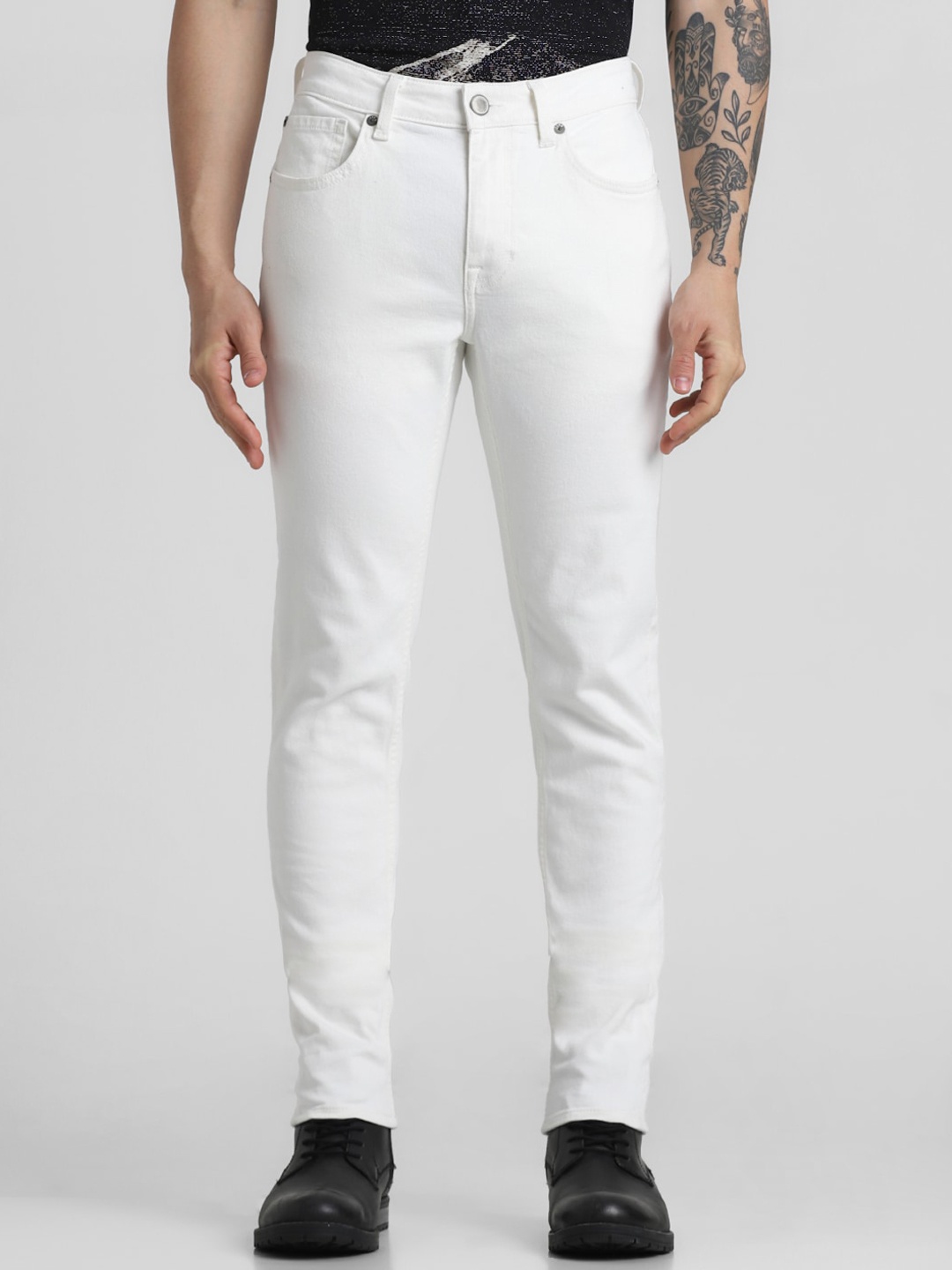 

Jack & Jones Men Skinny Fit Low-Rise Clean Look Stretchable Jeans, White