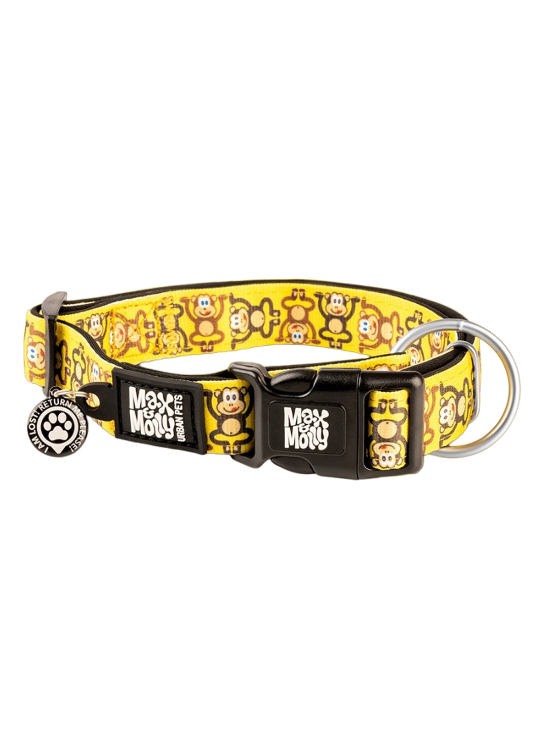

Max & Molly Monkey Maniac Smart ID Printed Pet Collar, Yellow