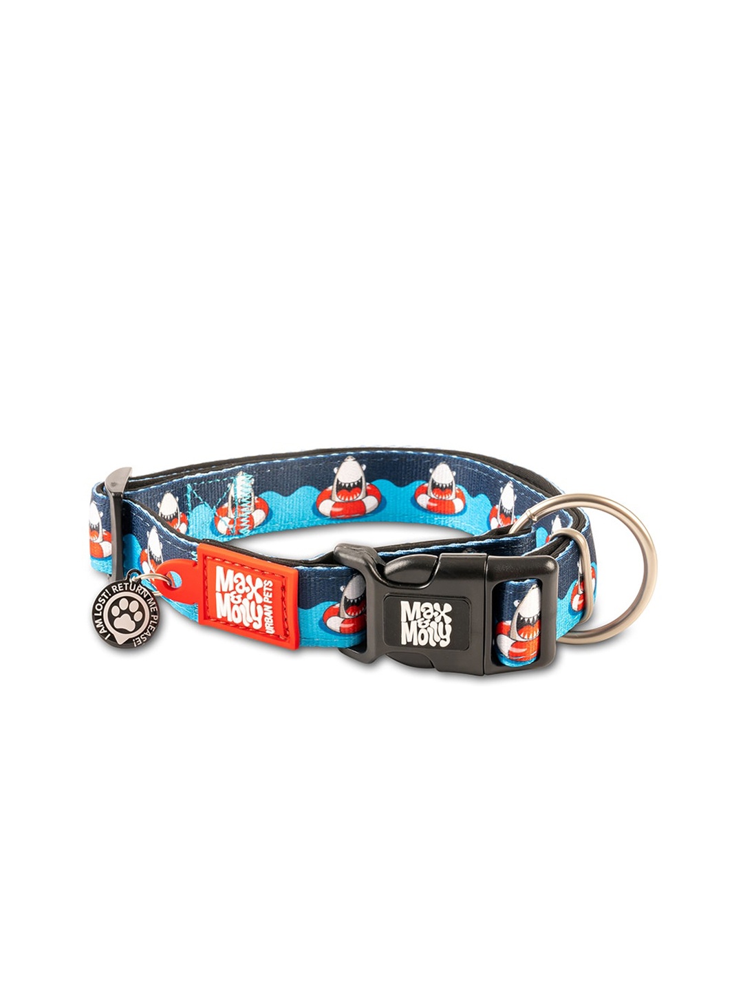 

Max & Molly Blue & White Frenzy the Shark Printed Dog Training Smart ID Collar