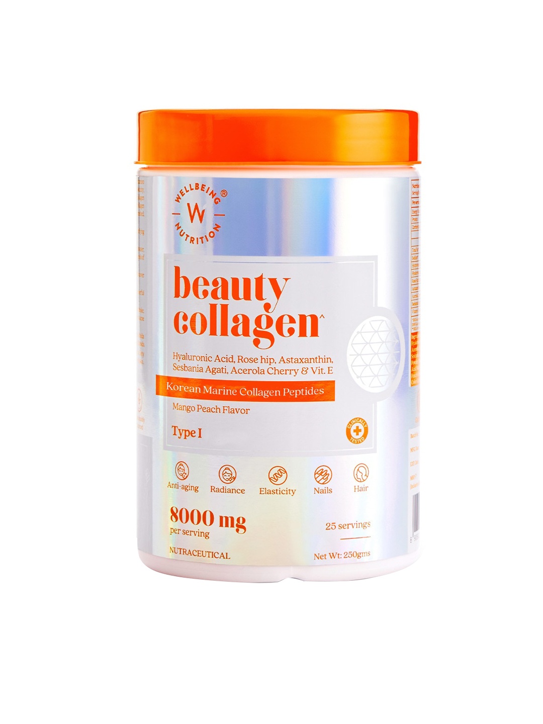 

Wellbeing Nutrition Beauty Marine Collagen with HLA, Astaxanthin & Biotin 230g, Orange