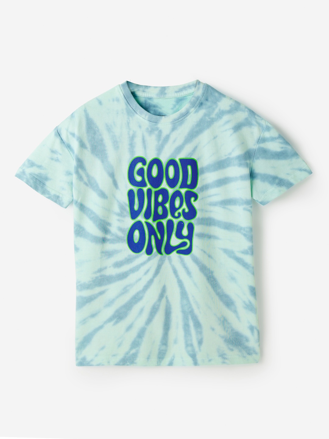 

The Souled Store Boys Typography Printed Dyed Oversized Pure Cotton T-shirt, Green