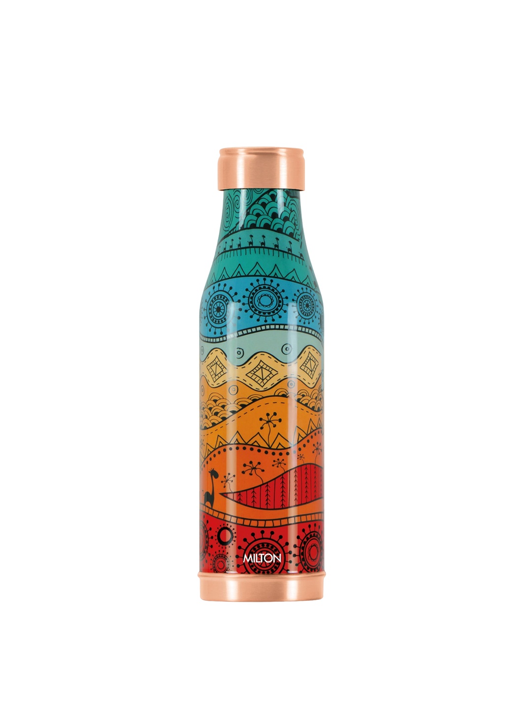 

Milton Red & Blue Tribal Pattern Copper Charge Design Water Bottle Lacquer Coating 930 ml