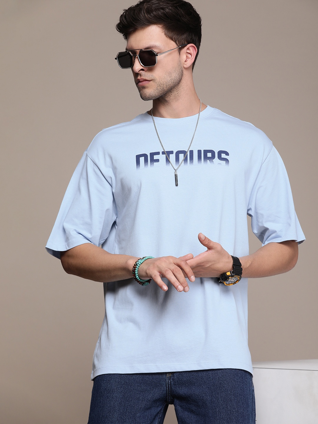 

The Roadster Lifestyle Co. Typography Printed Pure Cotton T-shirt, Blue