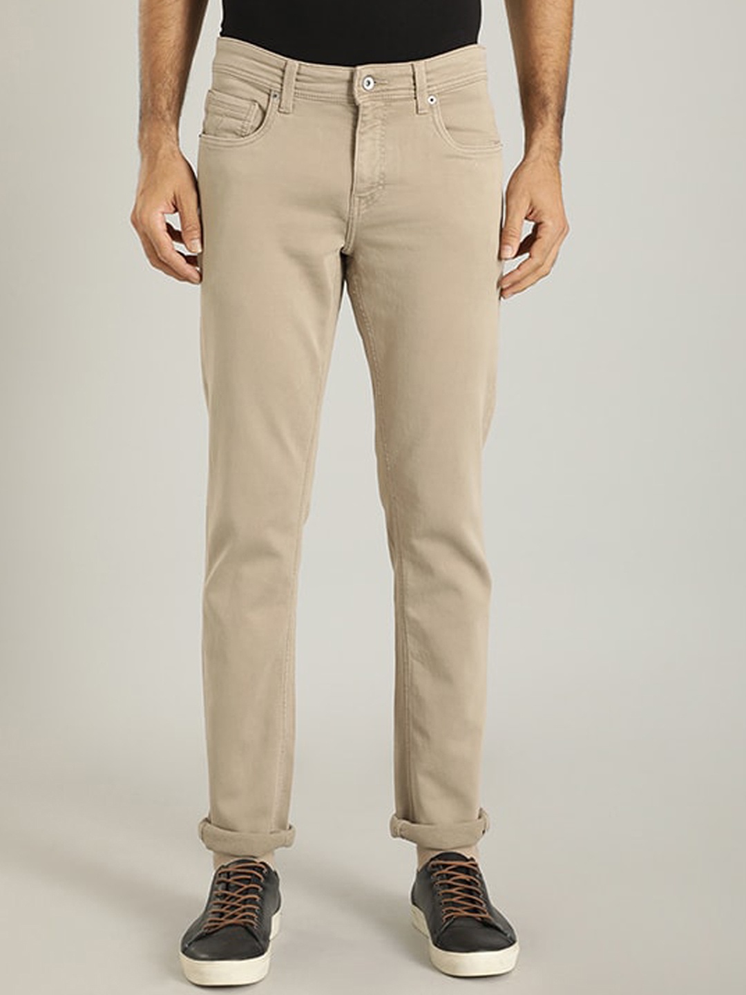 

Indian Terrain Men Brooklyn Slim Fit Clean Look Jeans, Beige