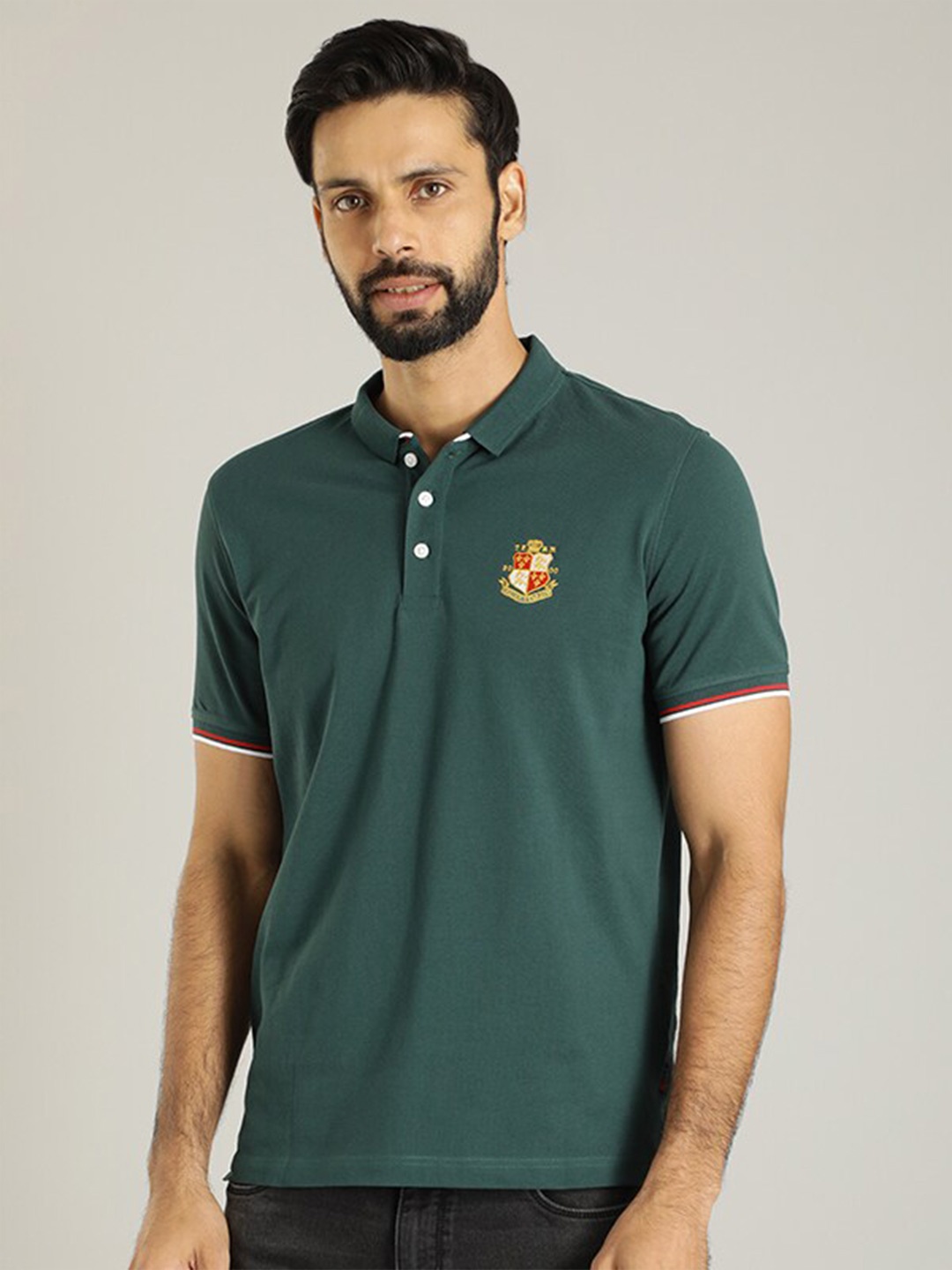 

Indian Terrain Polo Collar Cotton T-shirt, Green