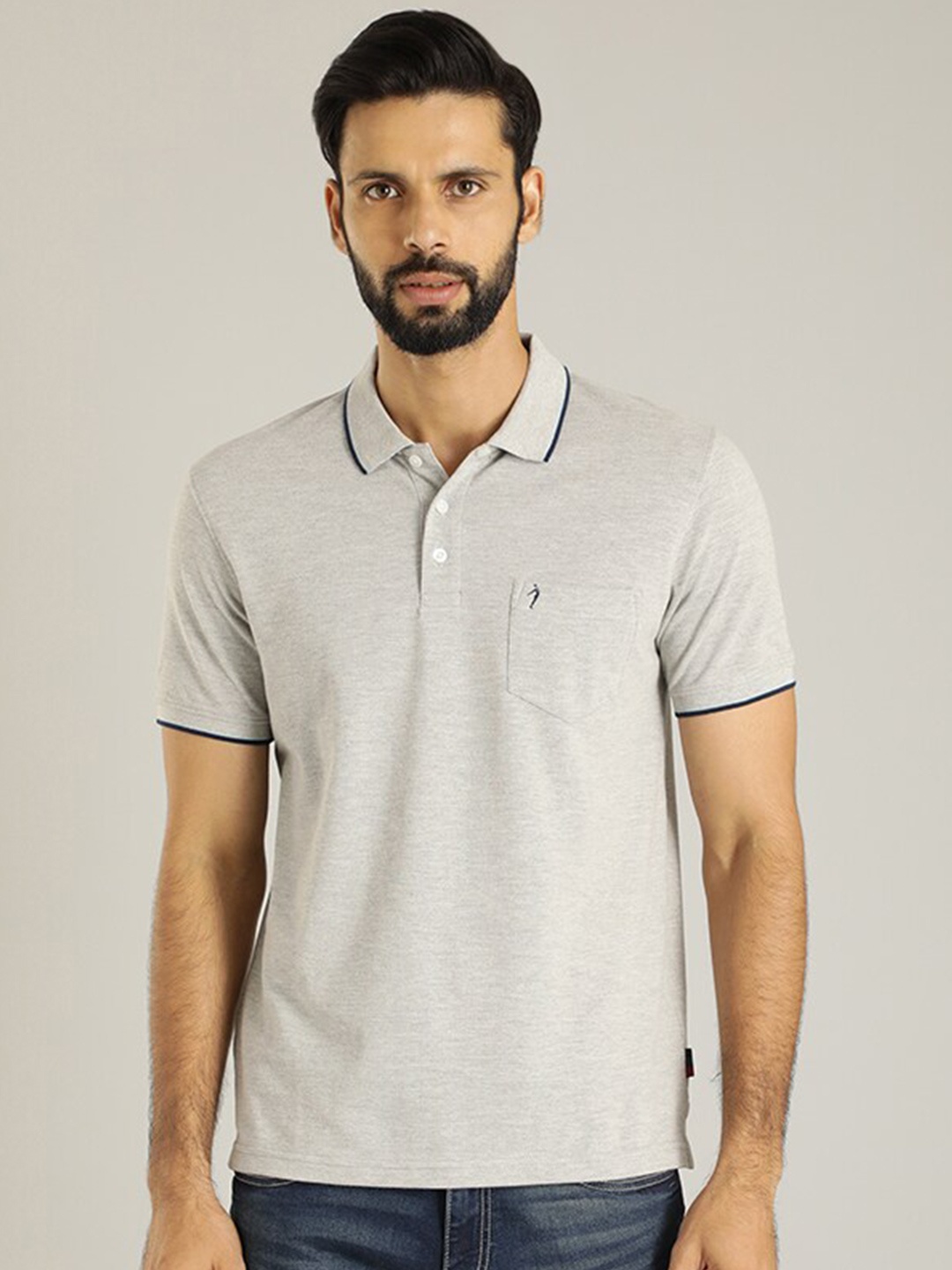 

Indian Terrain Polo Collar Pockets Casual T-shirt, Grey