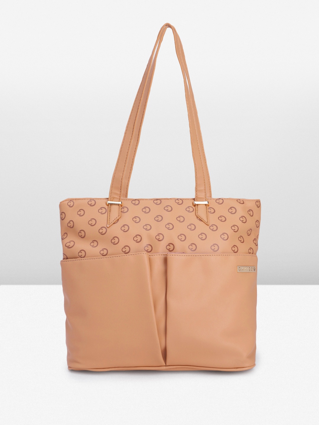 

Caprese Brand Logo Print Shoulder Bag, Tan