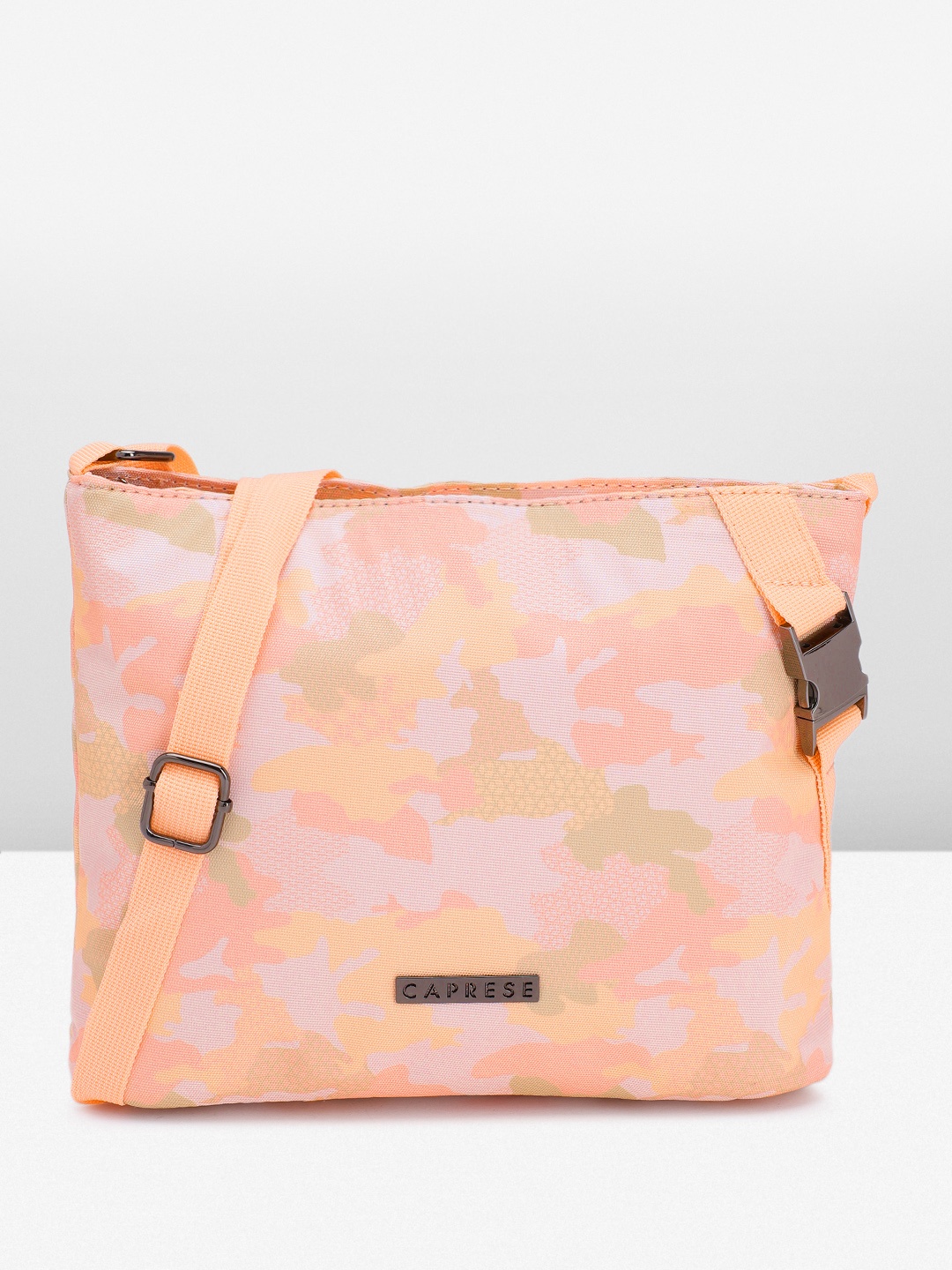 

Caprese Camouflage Printed Sling Bag, Peach