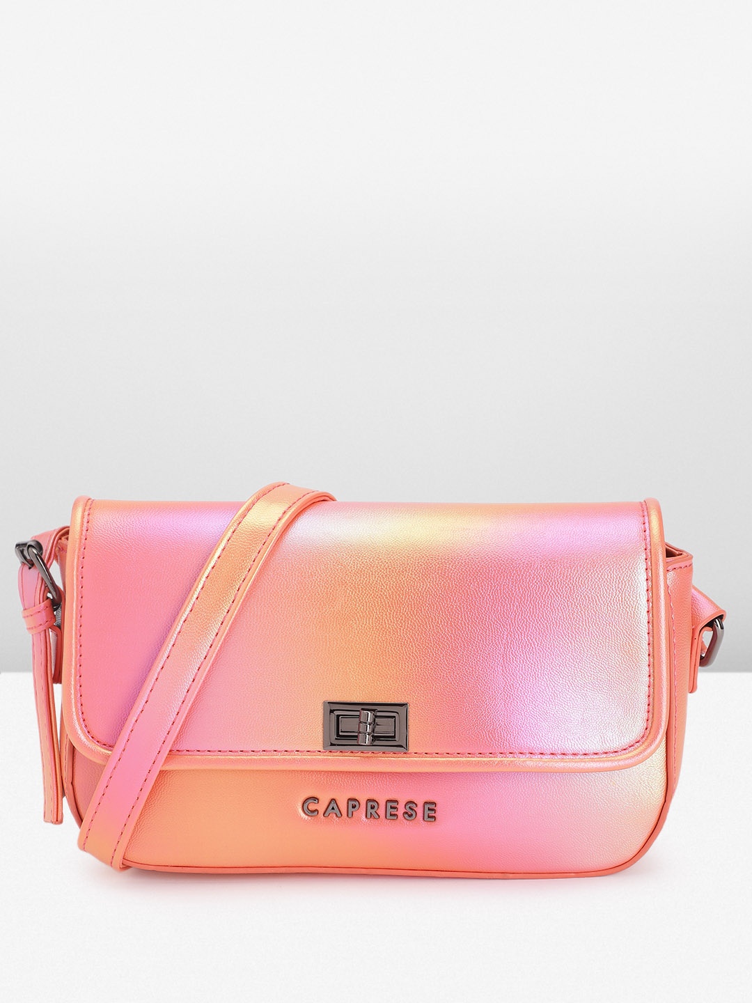 

Caprese Structured Iridescent Sling Bag, Pink