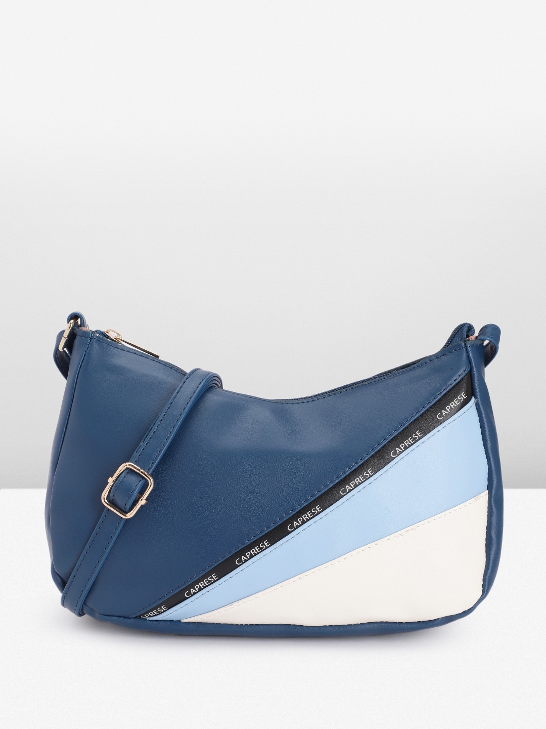 

Caprese Women Colourblocked Sling Bag, Navy blue
