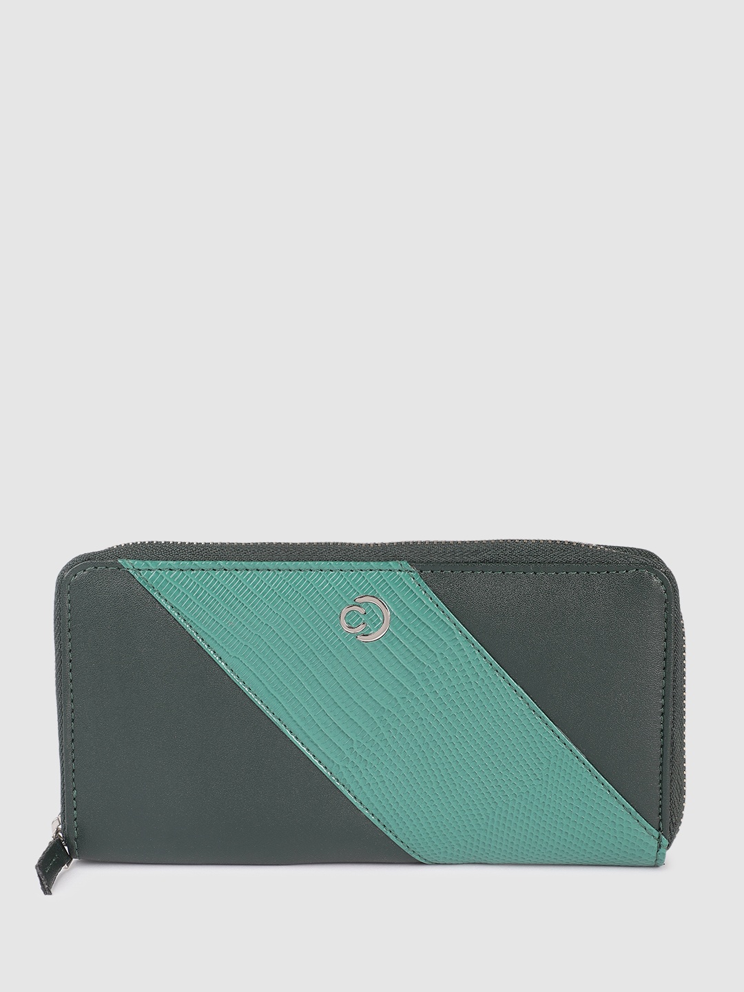 

Caprese Women Colourblocked RFID Zip Around Wallet, Green