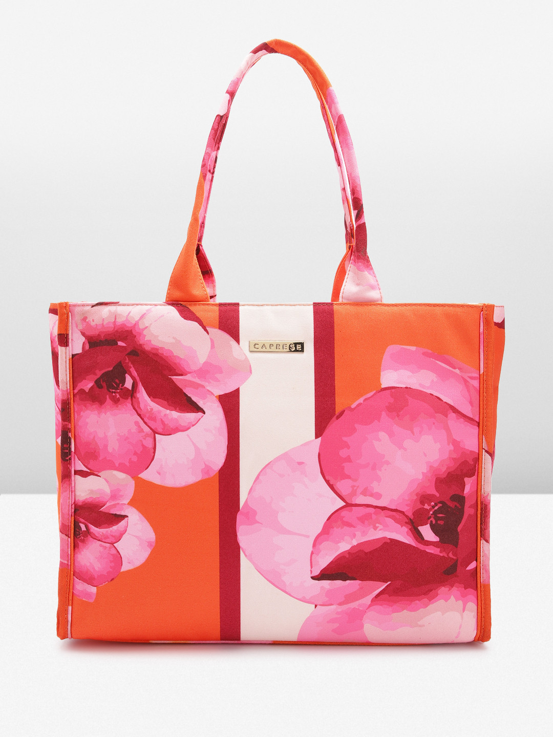 

Caprese Floral Printed Structured Shoulder Bag, Orange