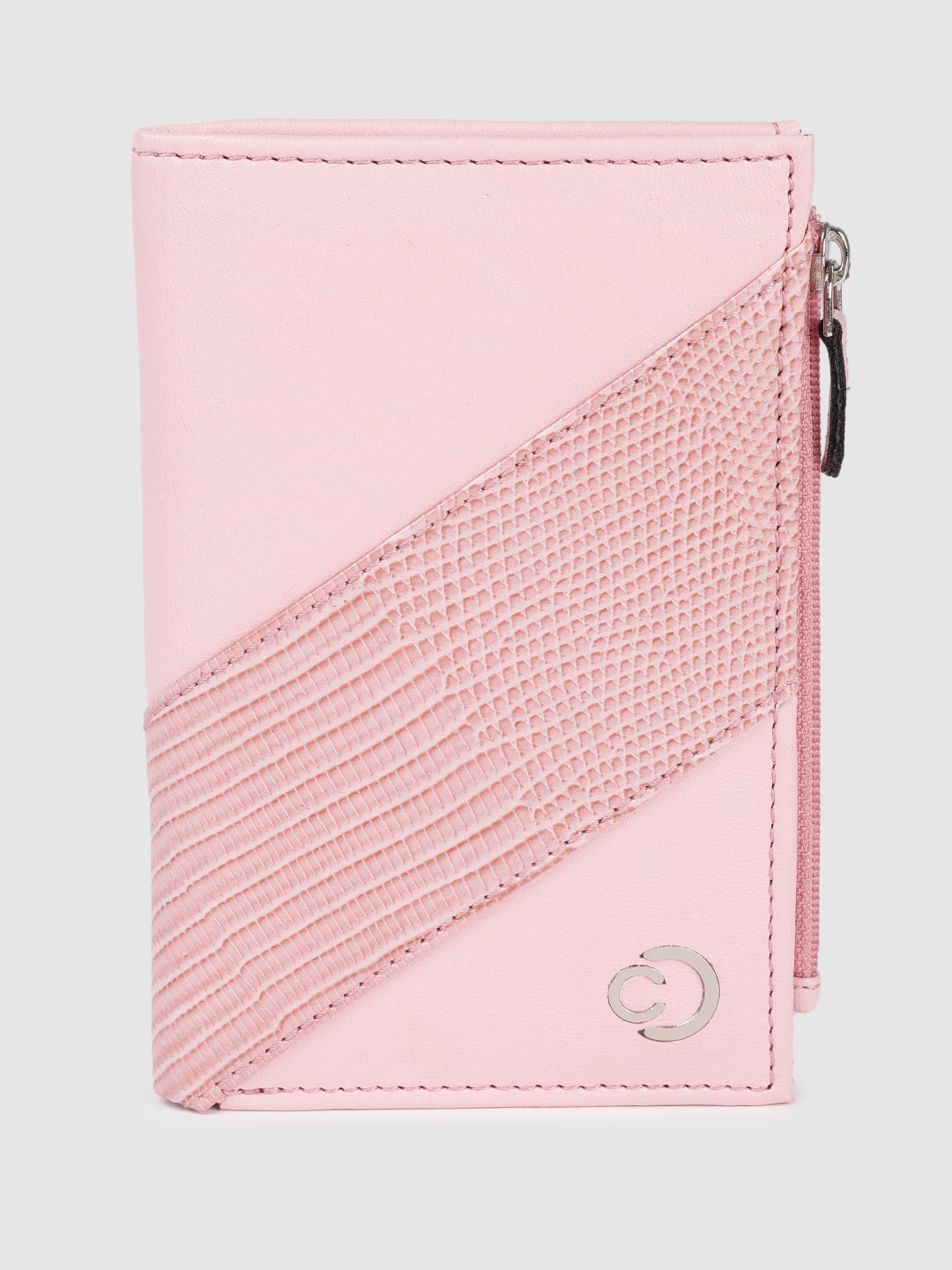 

Caprese Women Animal Textured RFID Two Fold Wallet, Pink