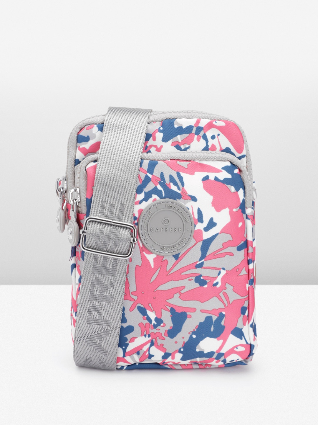 

Caprese Abstract Printed Structured Sling Bag, White