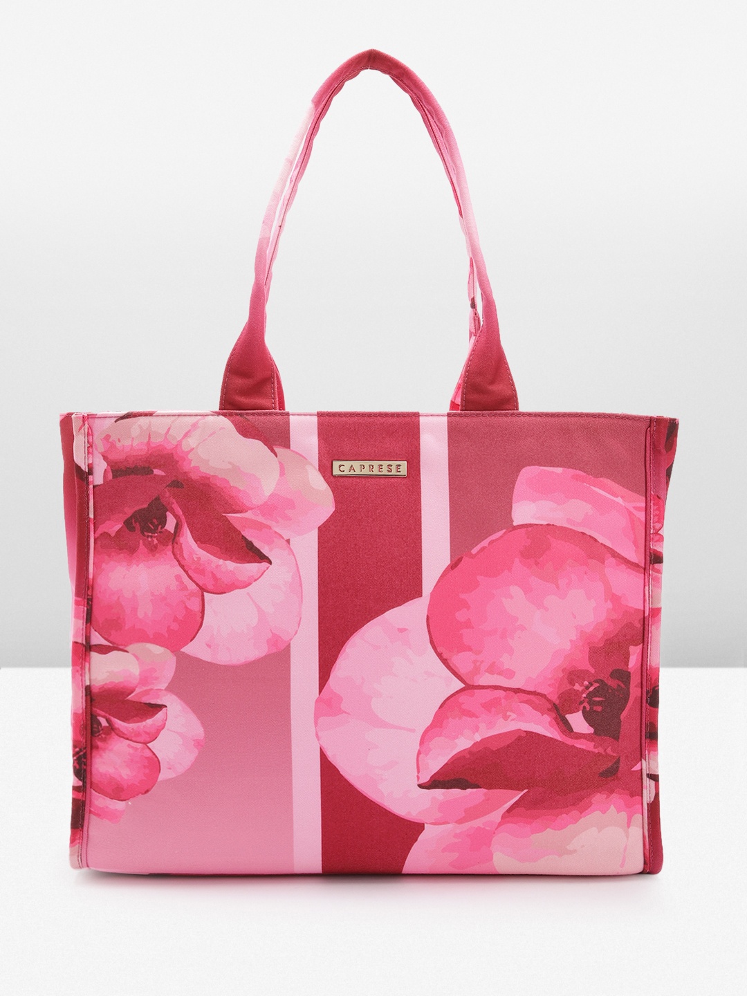 

Caprese Floral Printed Structured Shoulder Bag, Pink